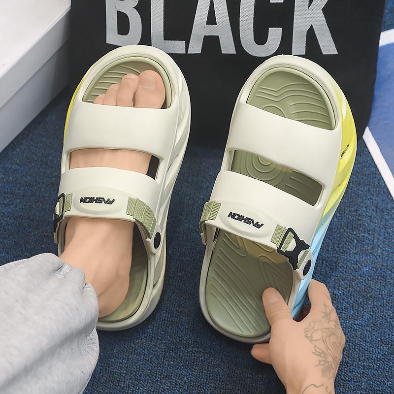Fashion Men's Casual Slippers Summer New Soft-sole Non-slip Beach Shoe Fashion Breathable Dual-use Sandals Classic Youth Sports Slippers