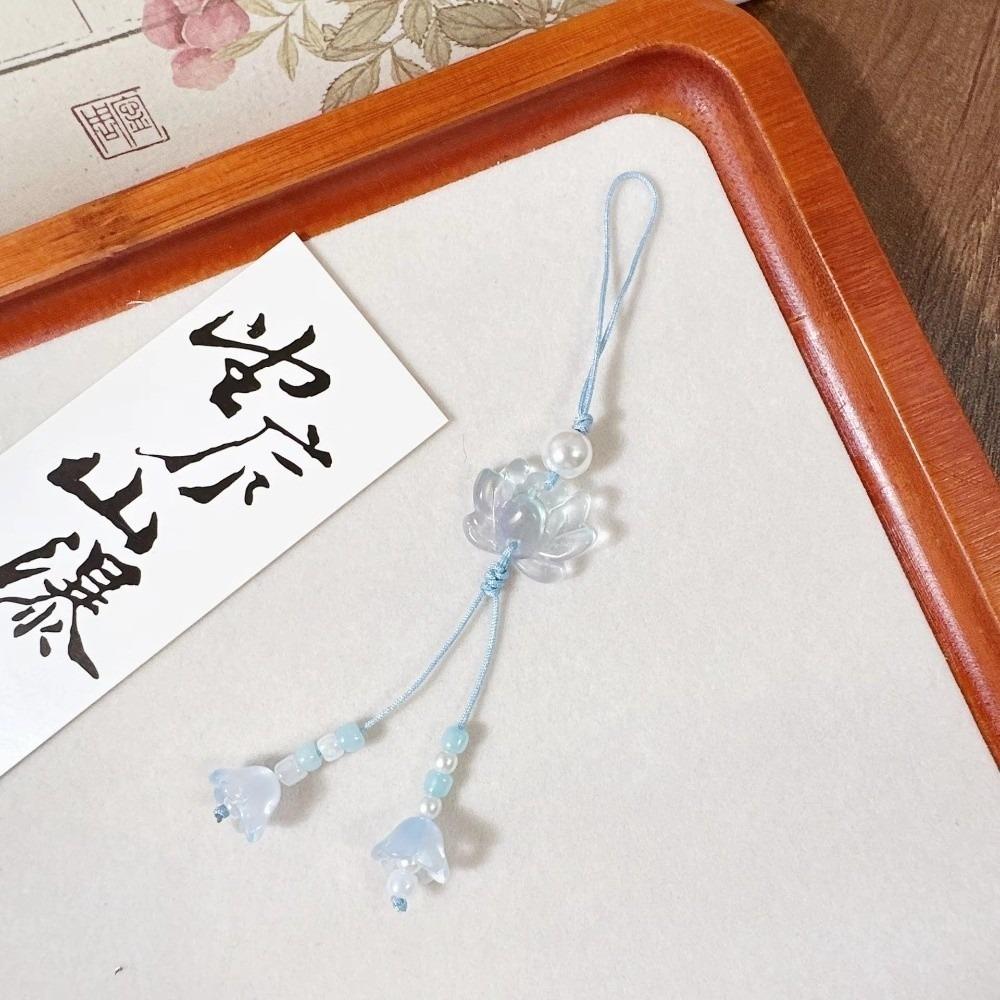 Jewelry Accessory Chinese-style Beaded Lotus Pendant Handmade Vintage Key Chains Bag Pendant for Women Men синий