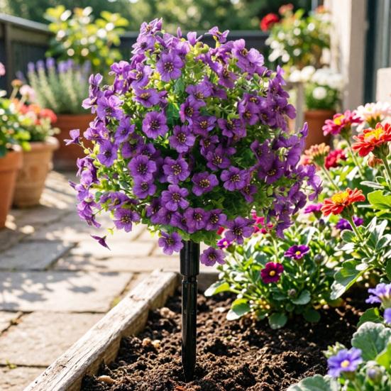 Künstliche Violette Formschnittbäume mit Dornen UV-beständige Kunststräucher Büsche Frühling Sommer Kunstpflanzen für Garten Veranda Terrasse