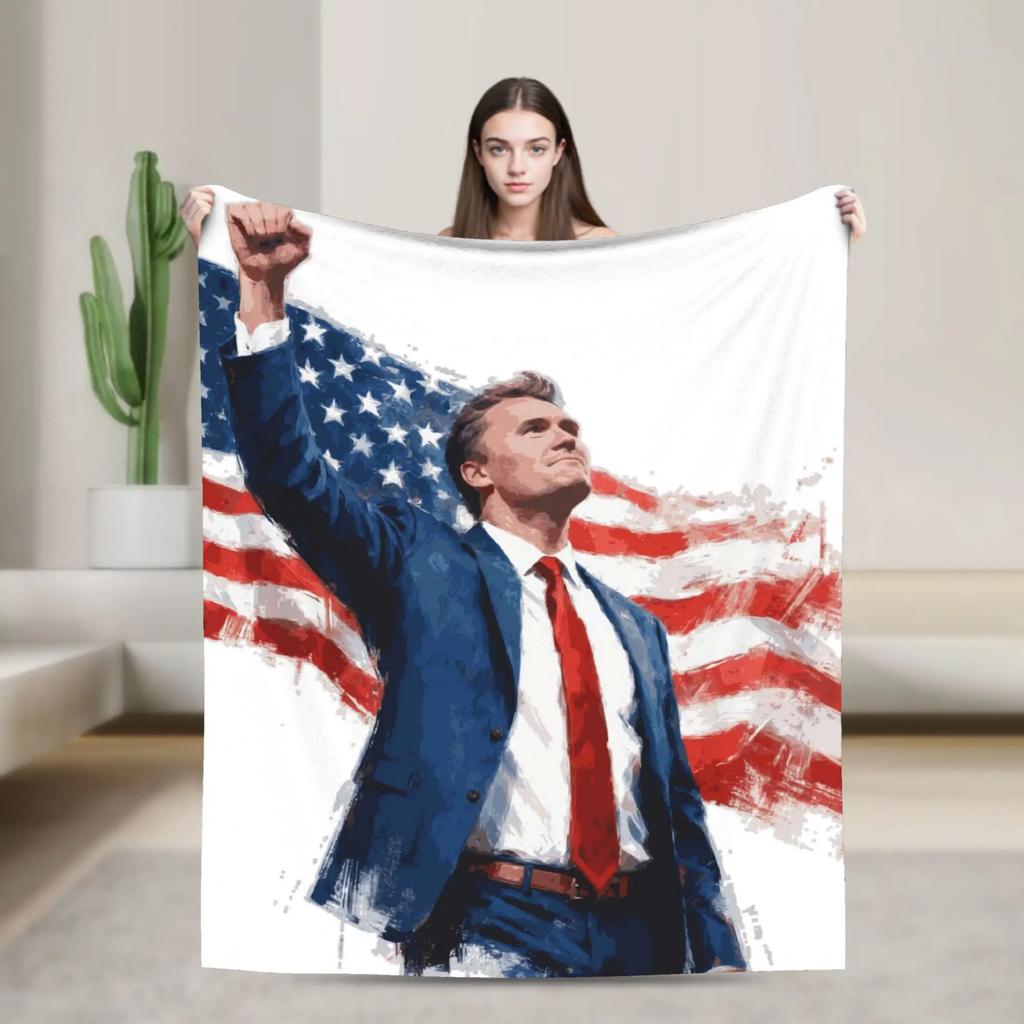 Charlie Kirk  Jesus Plush Throw Blanket  Soft Warm Fluffy Comforter for Kids Home Decor Bedspread Flannel Couch Cover