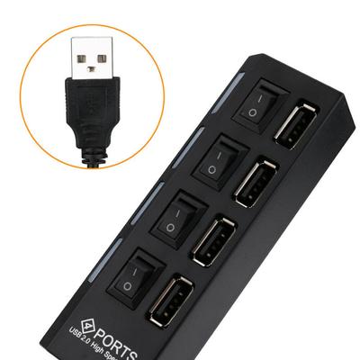 4 Ports USB 2.0 High Speed Power ON/OFF Schalter Hub Adapter für Computer Laptop