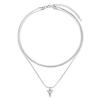Double Layered Love Heart Pendant Necklace for Women Silver Color Simple Neck Chain Choker Fashion Jewelry Birthday Gifts