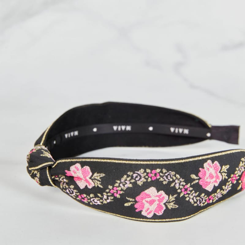 MAIA Pearl Flower Jacquard Hairband A - Knot Pink