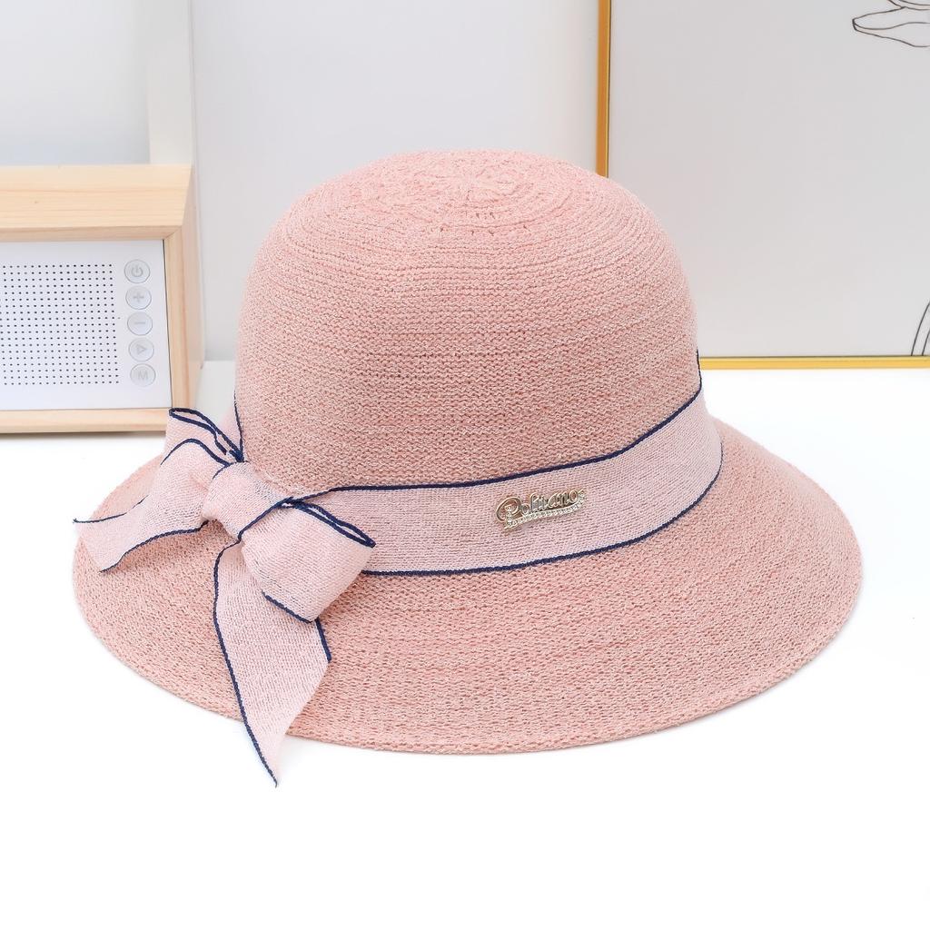 Ladies' Fisherman Hat Foldable Knitted Bow Basin Hat Sun Protection and Sunshade Hat Women's