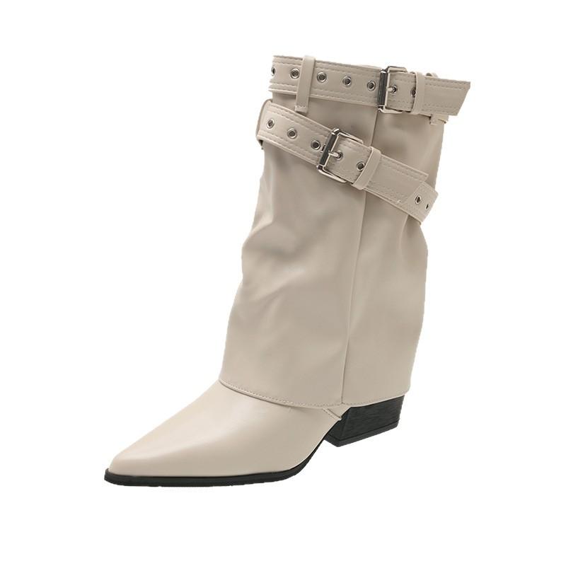 American Spice Girls Belt Buckle Pants Boots Short Boots Women's Boots 2025 Early Autumn New Niche Design Short Boots Western Boots