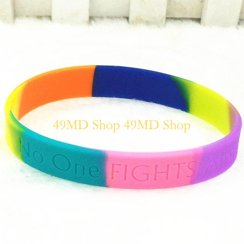 49MD Gay Lesbian Rainbow Silicone Wristlet Wristband Sports Mardi Gras Party Supplies