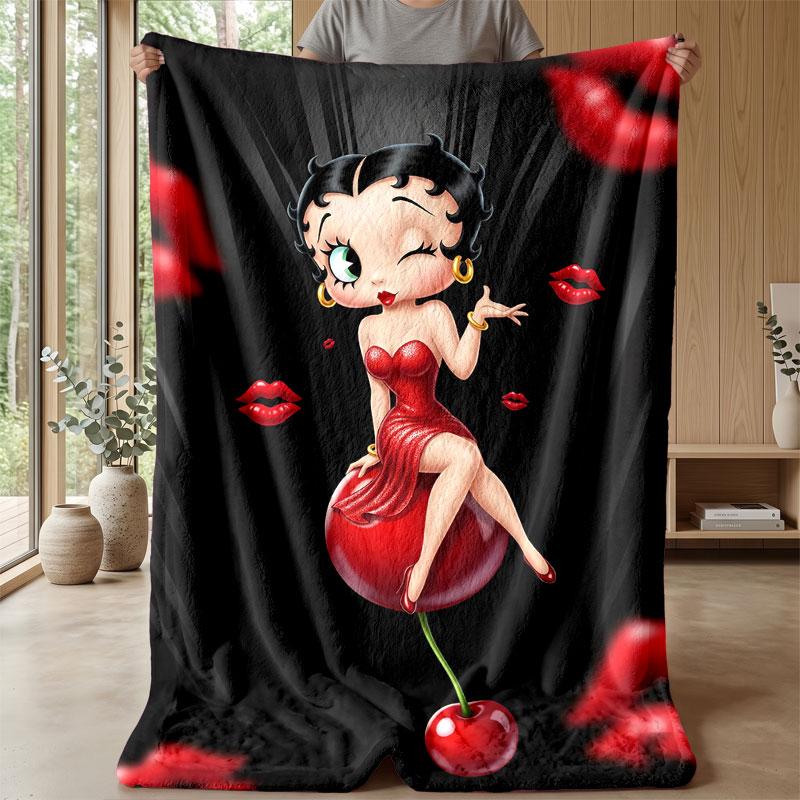 Soft Flannel Blanket Lightweight Cozy Bedroom Living Room CoverBetty Boop