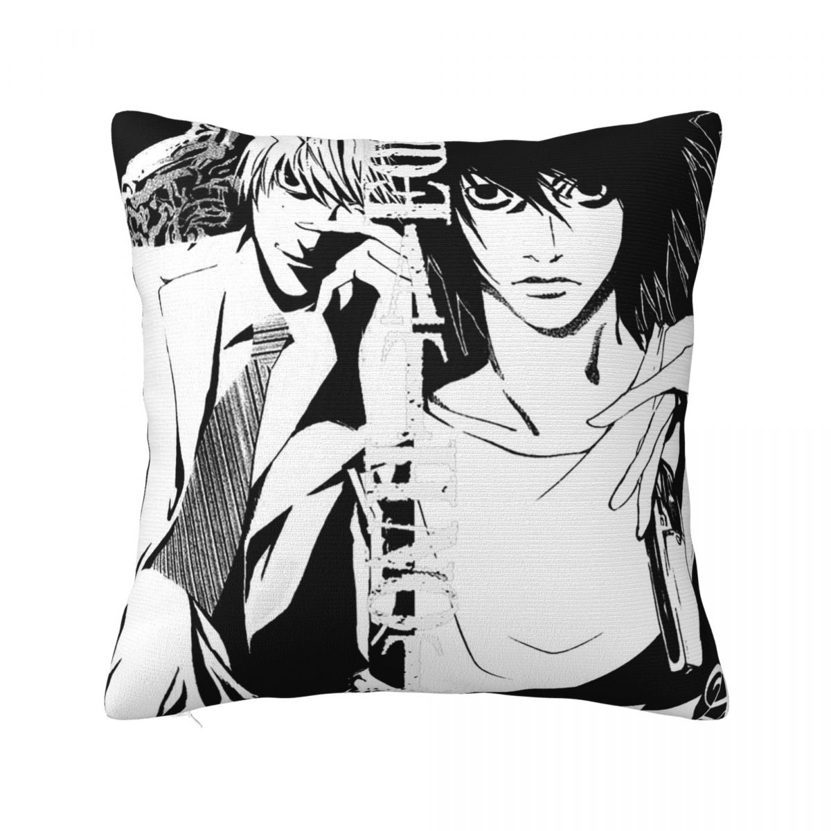 Anime Death Note Japan Manga Square Pillow Case Lawliet L Light Yagami Cushion Cover Zipper Decor Pillowcase for Seat 30x30cm 12x12in