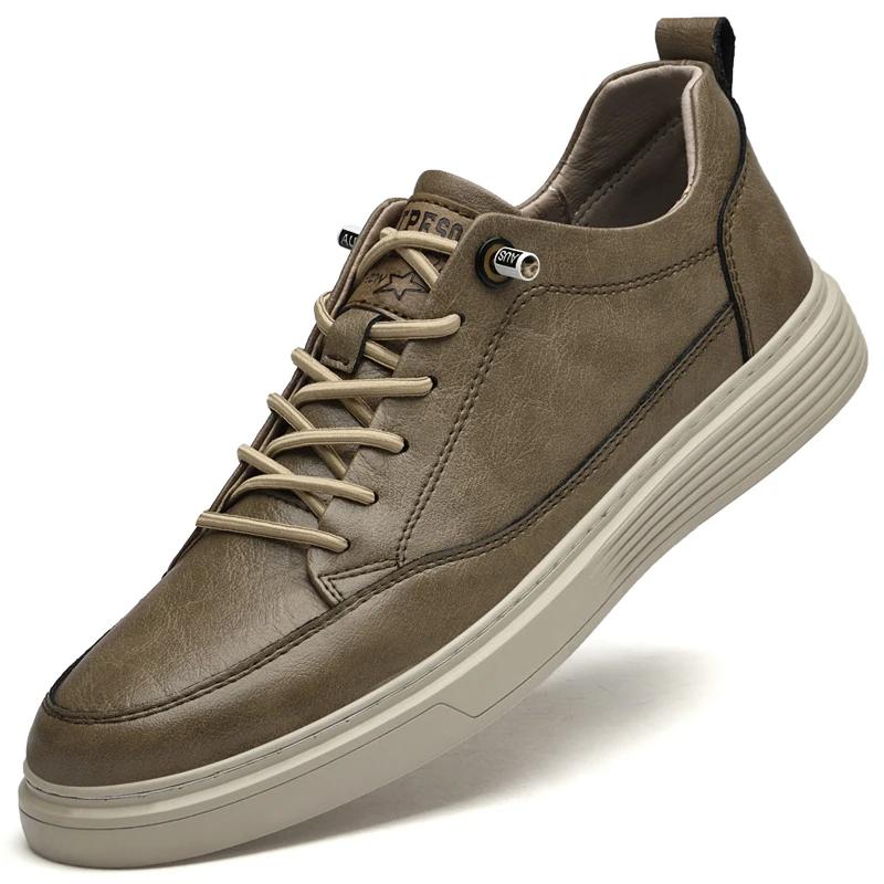 

Роскошная мода Натуральная кожа Мужские противоскользящие кроссовки для ходьбы Комфорт Классические Легкие Повседневные Уличные Туфли для вождения Размер 37-45 45 бежевый