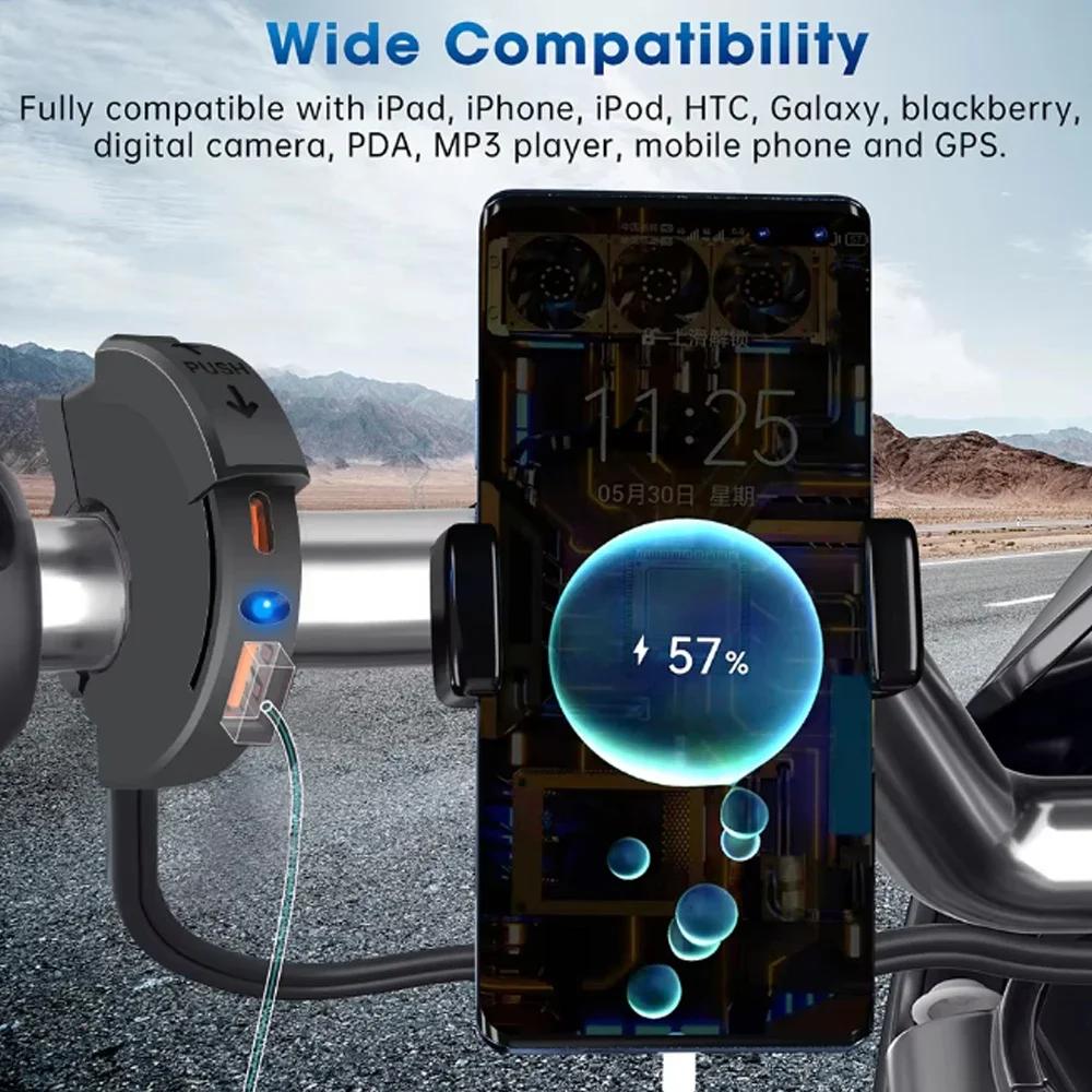 Ładowarka motocyklowa QC3.0 18 W PD 30 W Wodoodporny uchwyt ładujący na kierownicę Ładowarka do telefonu motocyklowego do adaptera gniazda 12/24 V