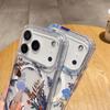 for IPhone 17 Air 16 15 14 13 12 Pro Max Clear Hard Acrylic Cover Luxury Glitter Flower for Magsafe Wireless Charge Magnet Case