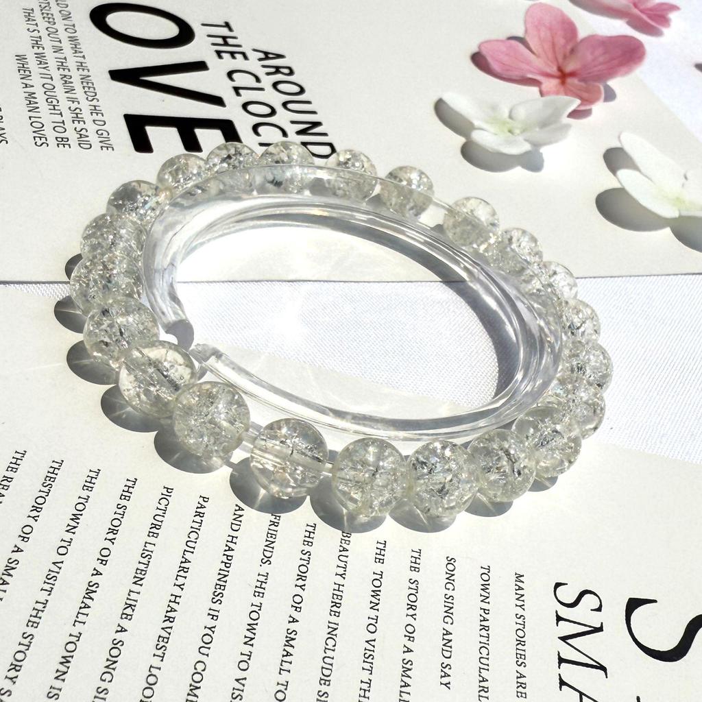 8mm Crackle Glass Beads Two-Color Wrap Bracelet for Students