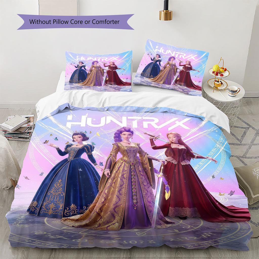 kpop hunter Pattern Bedding Quilt Set Quilt Cover Pillowcase Home Decoration Birthday Gift (1 * duvet cover + 2 * pillowcase, without core)