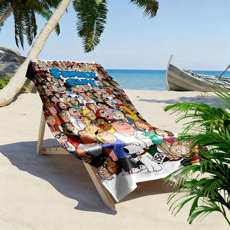 Family Guy Print Beach Towel, Large Soft Quick Dry Towel for Beach Camping Swimming