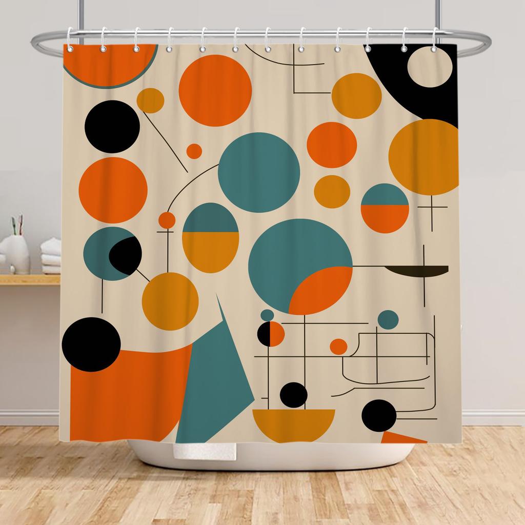 Cortina de Ducha Lineal Geométrica Baño Estilo Artístico Moderno Simple Poliéster Impermeable Decoración Cortina de Ducha para Baño