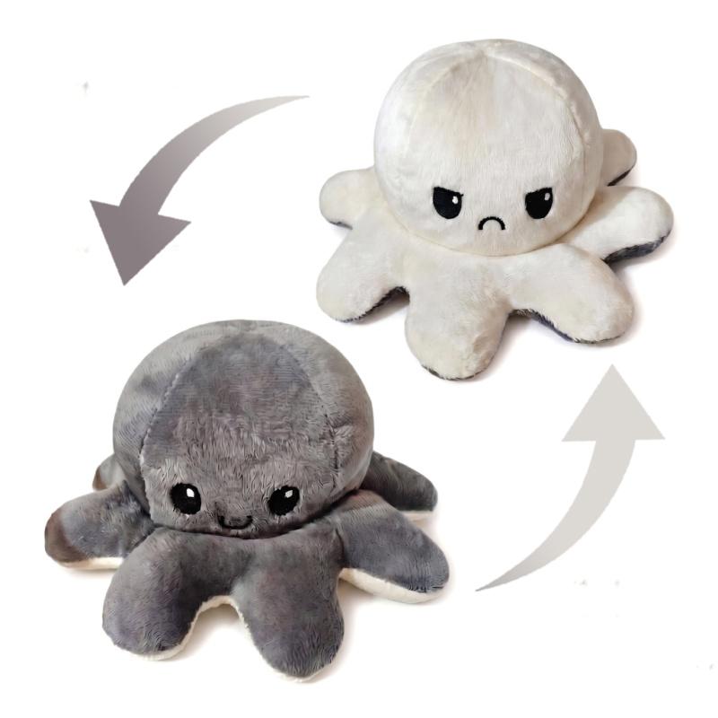 Double-Sided Octopus Plush Toy Purple and Blue Double-Sided Flip Plush Toy with Embroidered Details A Cute Collectible Plush Toy Christmas Gift 30cm