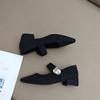 Fashion 2025 New  Fashion Cotton Women Mary Jane Shoes Fashion Shallow Pointed Toe Shoes Concise Square Heels Shoes