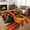 Large African Tribal Area Mat Non Slip Plush Bottom Backing Machine Washable Living Room Bedroom Office Bold Orange Blue Brown
