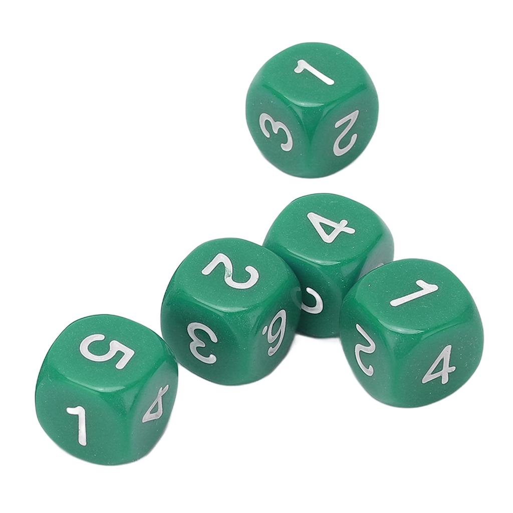 20PCS 6 Sides Number Dice Round Corner Design Plastic Dice Set Board Game Teaching Tools Green