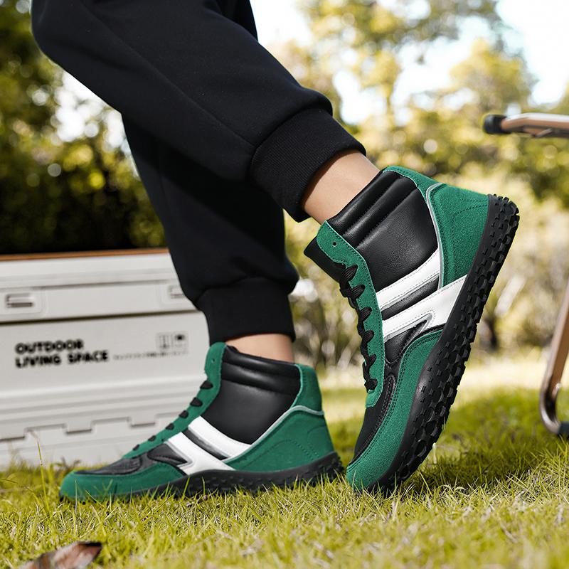 Fashion High-top Sports Shoes Men's Lace-up Running Shoes Elastic Casual Sneakers Women's Anti-slip Hiking Walking Shoes