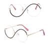Yousheng Hexenbrille Ikonisches Design Flache Spiegel Leichter Metallrahmen S-förmige Bügel Runde Brille Halloween-Partys Requisite Cosplay-Brille