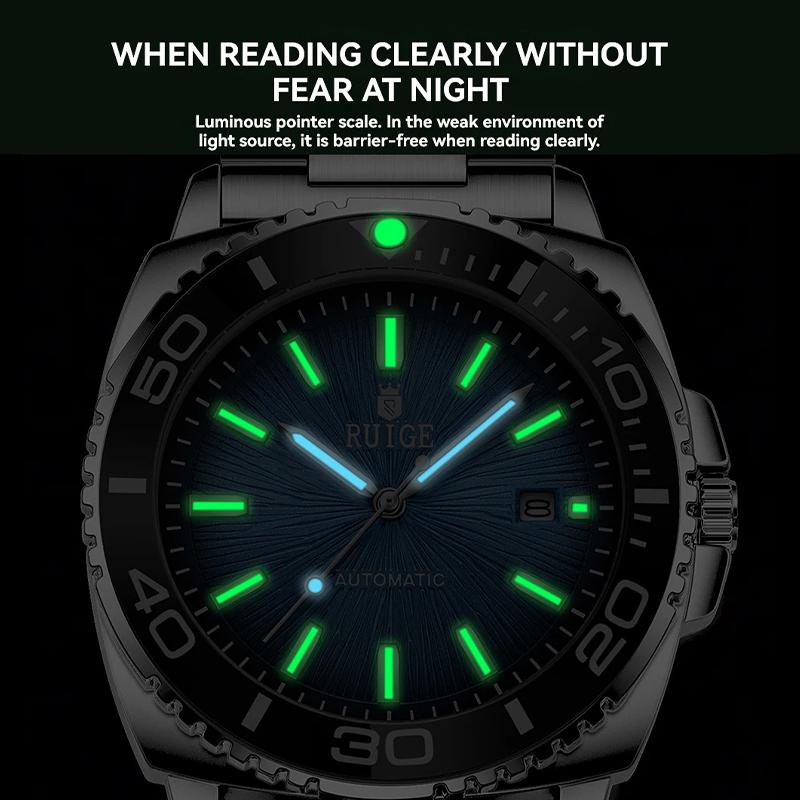 Men's Fully Automatic Mechanical Watches Calendar Stainless Steel Fashion Men's Night Light Waterproof Watch