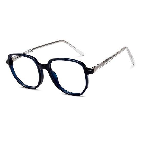 LENSKART BLU | Zero Power Blue Cut Computer Glasses & Blocks Harmful Rays | Full Rim Teardrop | 100% UV Protected | Unisex | Large | LB E16058