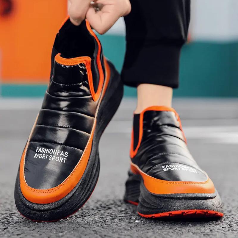 High-top Warm Men's Boots Fashion Color Matching Casual Snow Boots Comfortable Waterproof Non-slip Outdoor Sports Cotton Shoes