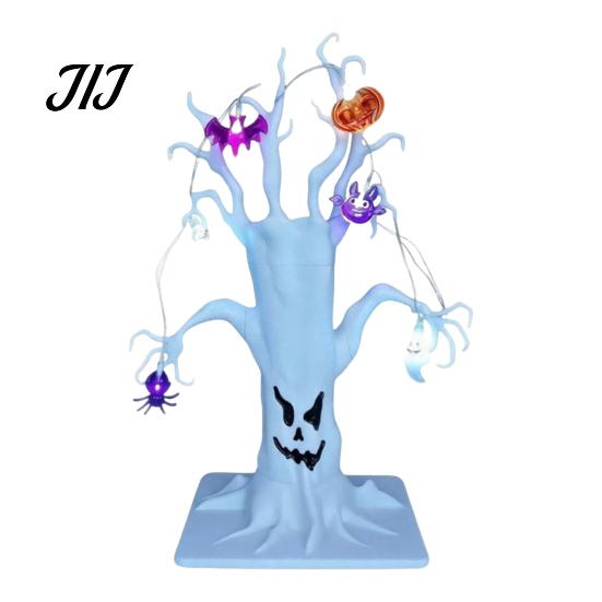 Indoor Horror Atmosphere Props Halloween Lighted Ghost Tree Centerpiece with LED Lights, Pumpkin Bat Creative Holiday Festive Gifts Spider Light