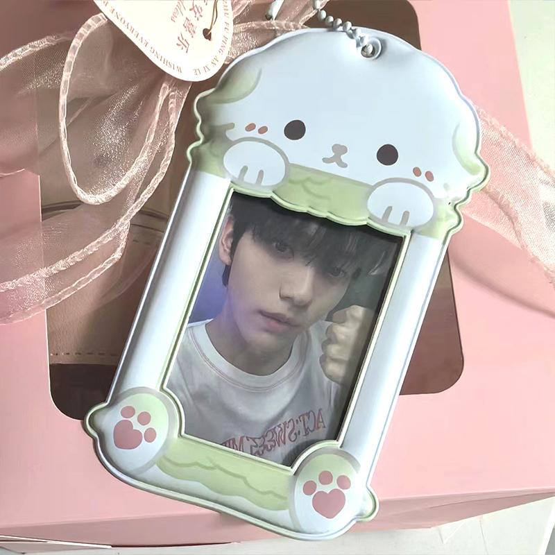 Kpop Photocard Holder Binder Photo Card Holder 3Inch Idol Binder Photocard Display Keychain Protective Cover Photo Albums