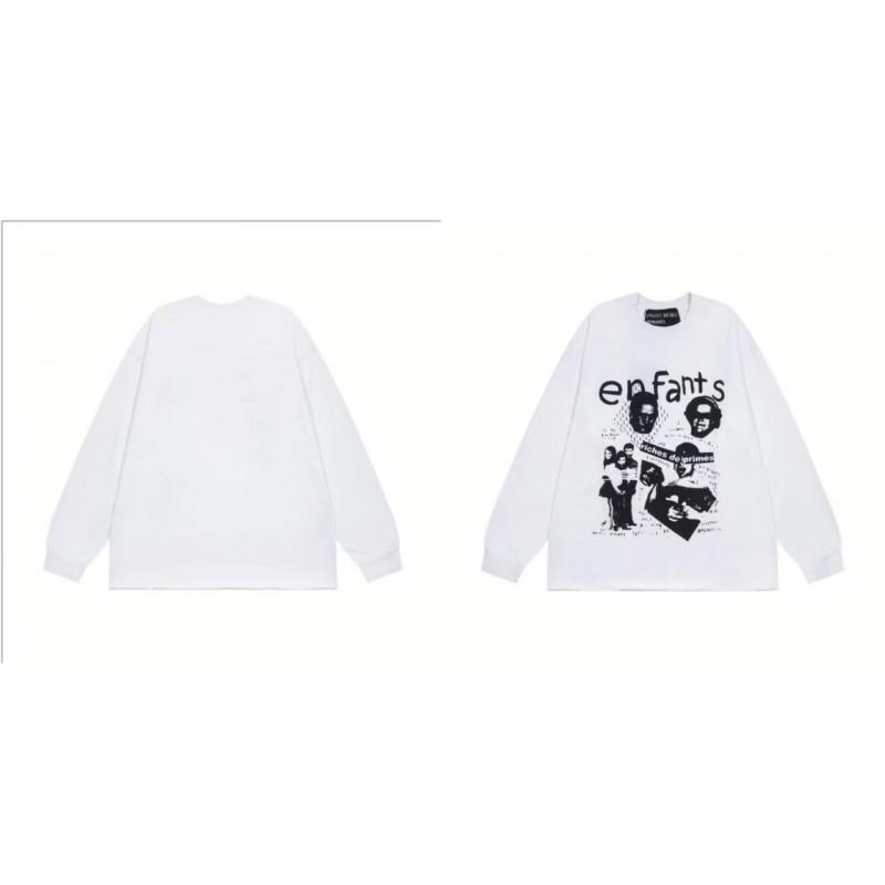 Washed Vintage Distressed Cotton Long Sleeve Tee Oversized Streetwear Style Men Casual Daily Wear