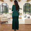 C7271 Women's Fashion Solid Color Long Sleeve Slit Dress with Hot Drilling