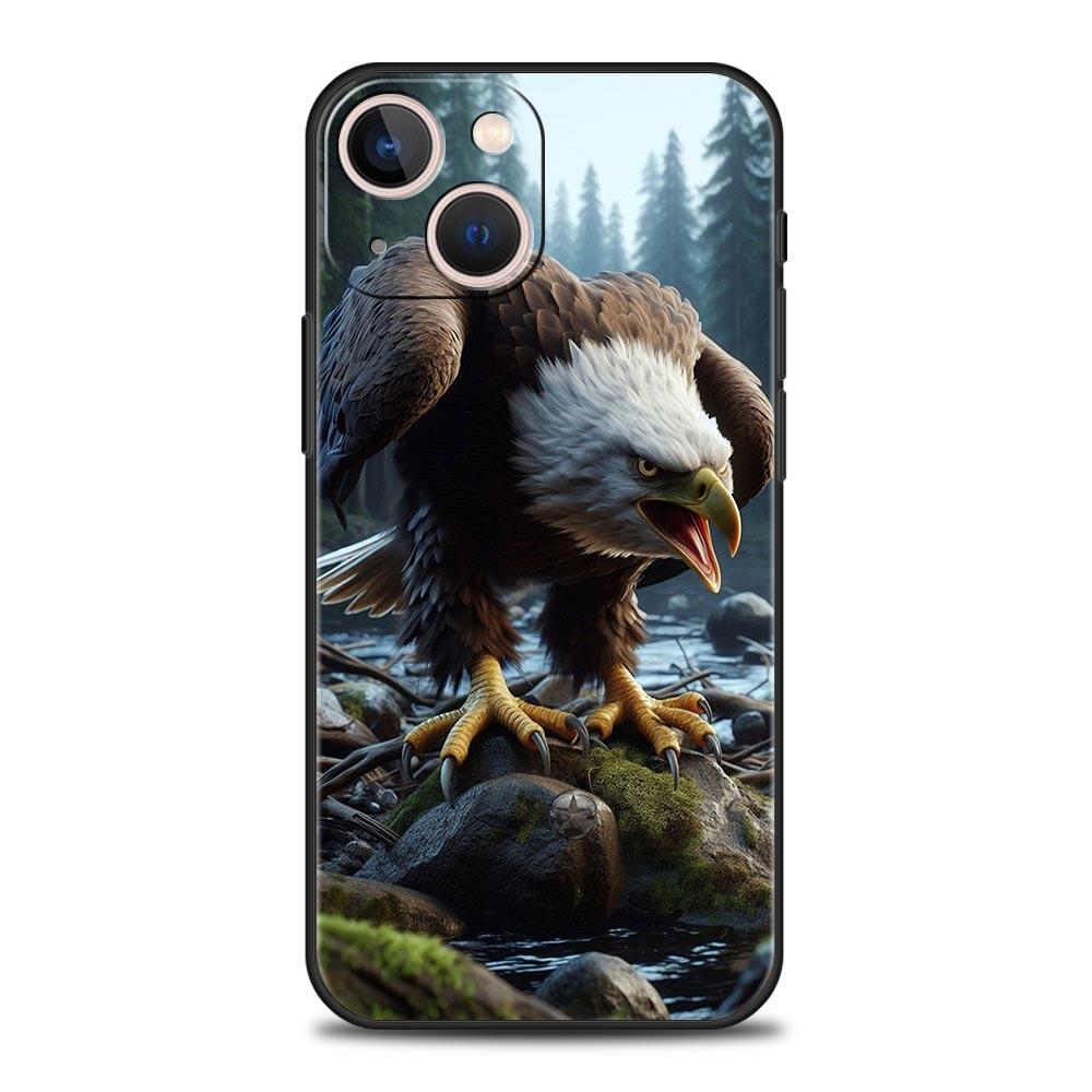 Eagle Phone Case For iPhone 17 16 15 Pro Max 11 12 13 14 7 8 Plus SE 2020 X XR XS Cover Soft Black