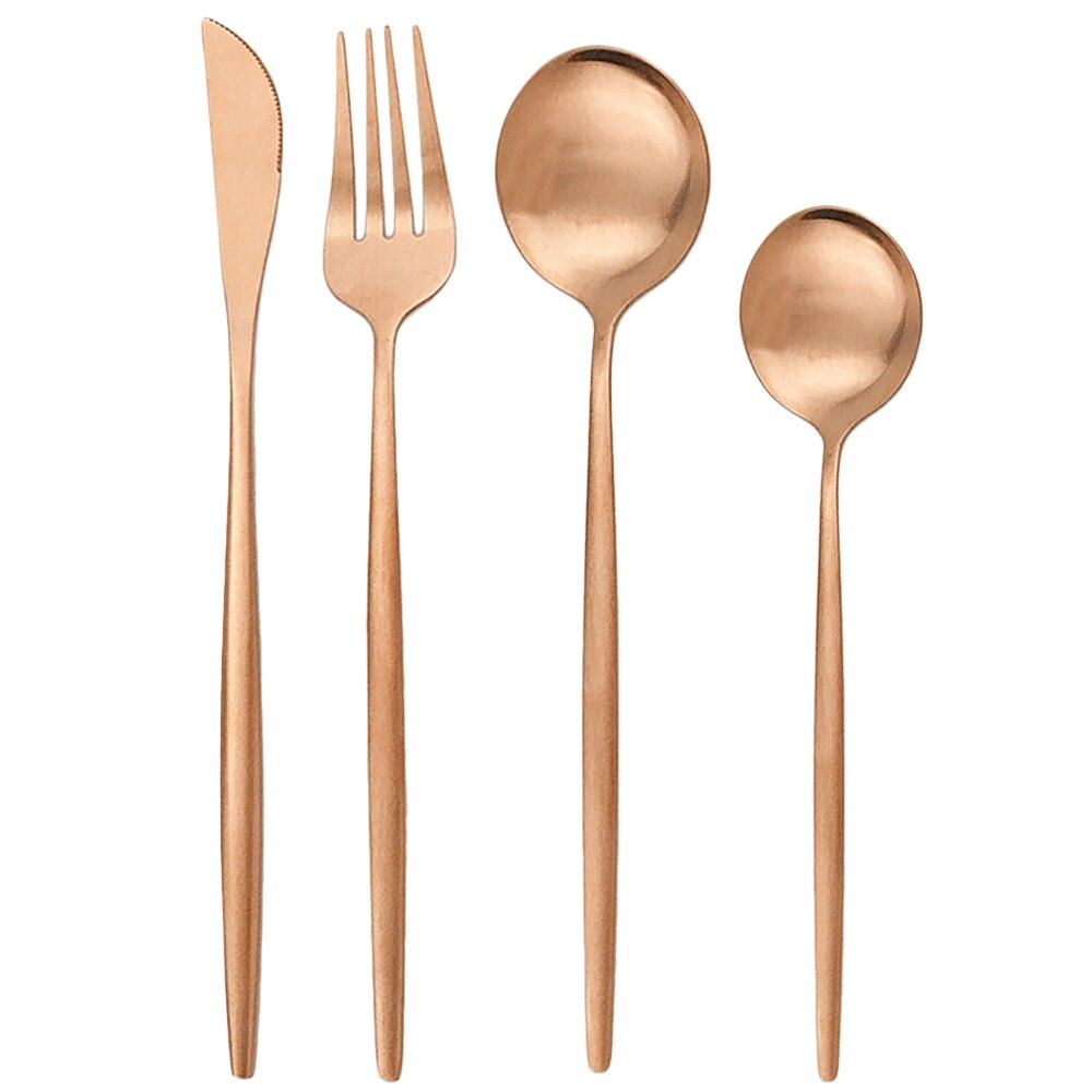 Золотий матовий посуд Столовий посуд Набір столових приборів Столовий набір з нержавіючої сталі Ніж Виделка Ложка Набір столового посуду Кухонні аксесуари