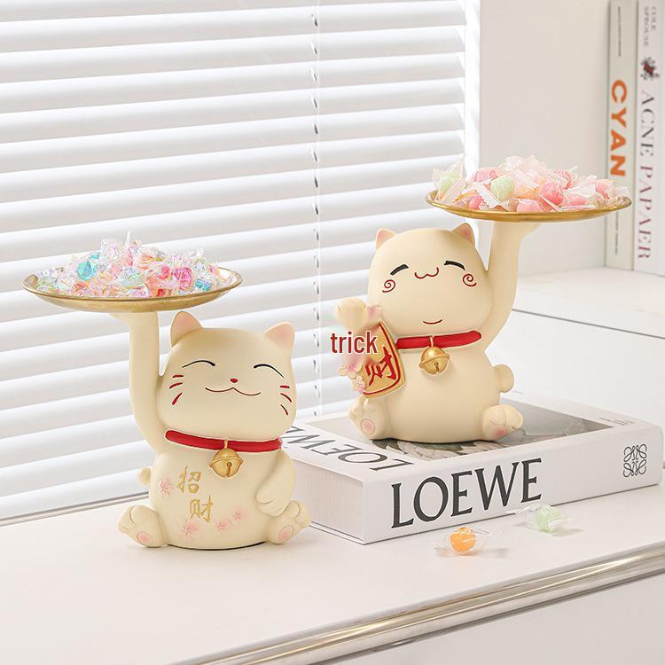 Cat-Shaped Snack and Fruit Tray - Light Luxury Ornament for Desk or Bar