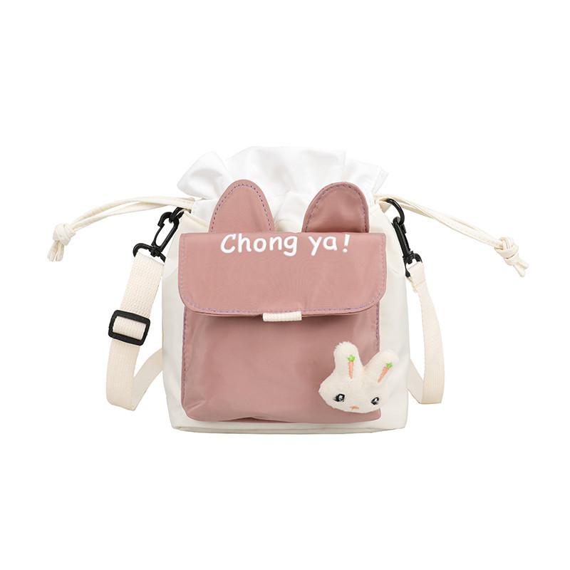 Cute little bag female, new trendy cartoon bucket bag literary student canvas bag shoulder messenger bag