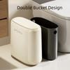 Bathroom Narrow Trash Can Plastic Press Cover Trash Bin Durable Luxury Litter Bins Waterproof Large Capacity Kitchen Dustbin