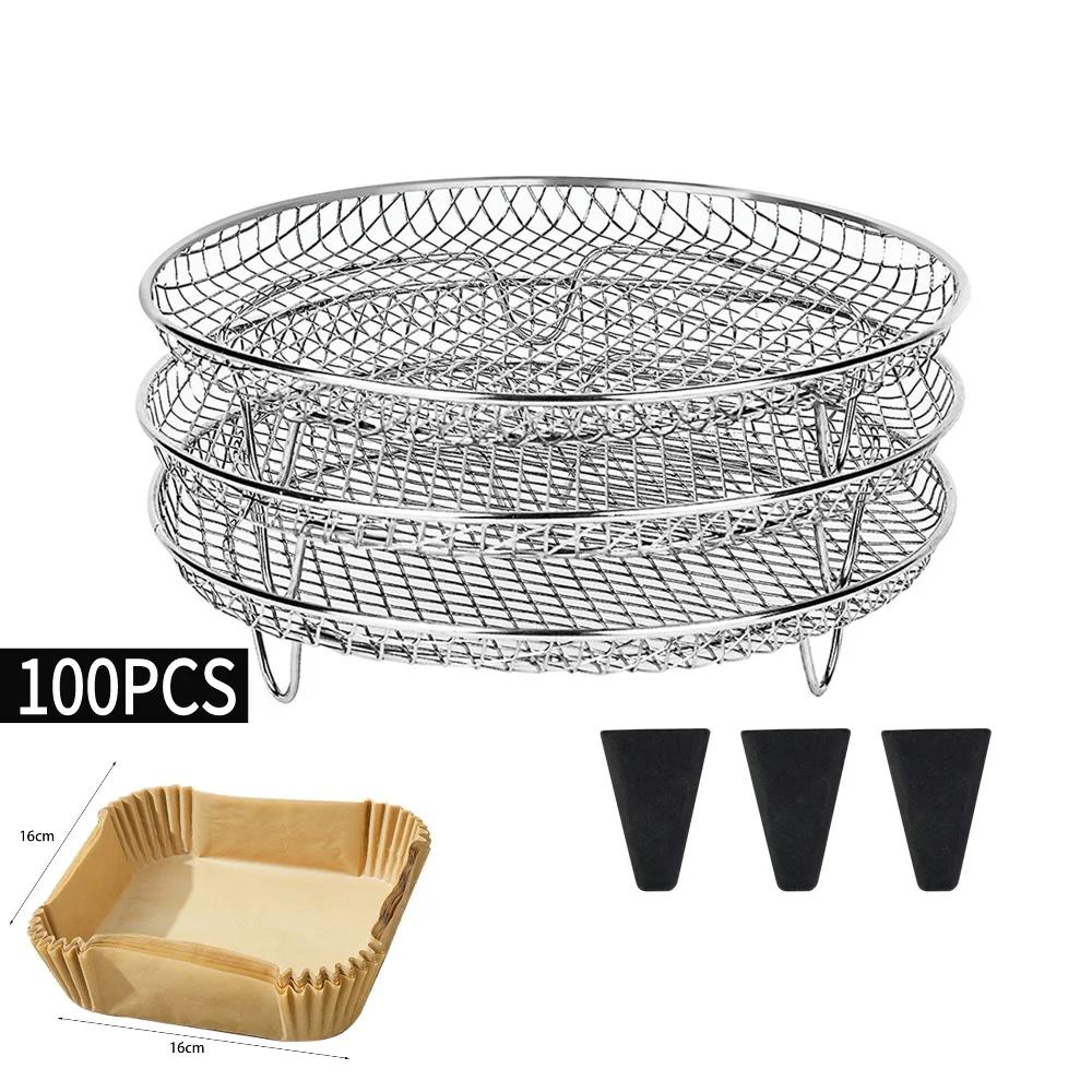 Griglia a 3 Livelli per Friggitrice ad Aria Impilabile Griglia per Grigliatura Acciaio Inossidabile Anticorrosione per Cucina di Casa Forno Vaporella Pentola Gadget