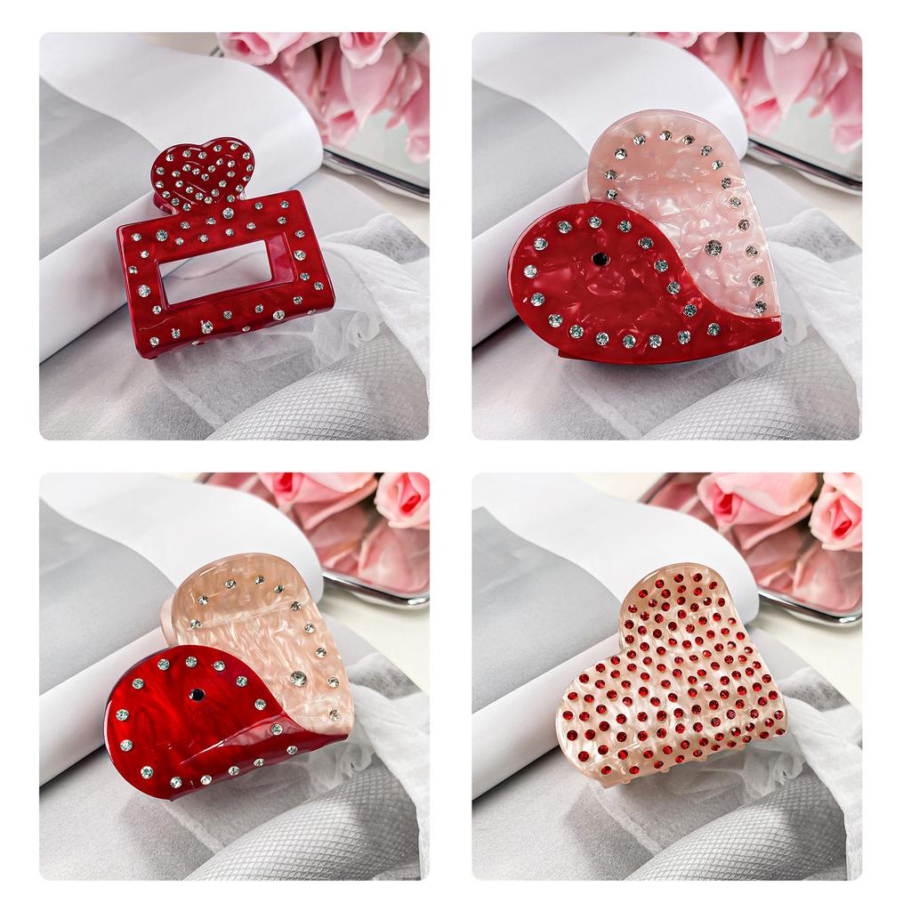 Love Heart Hair Claw for Women Acetate Acid Strong Clamp Hair Claw Clip Hair Styling Tool French Elegant Hair Decoration