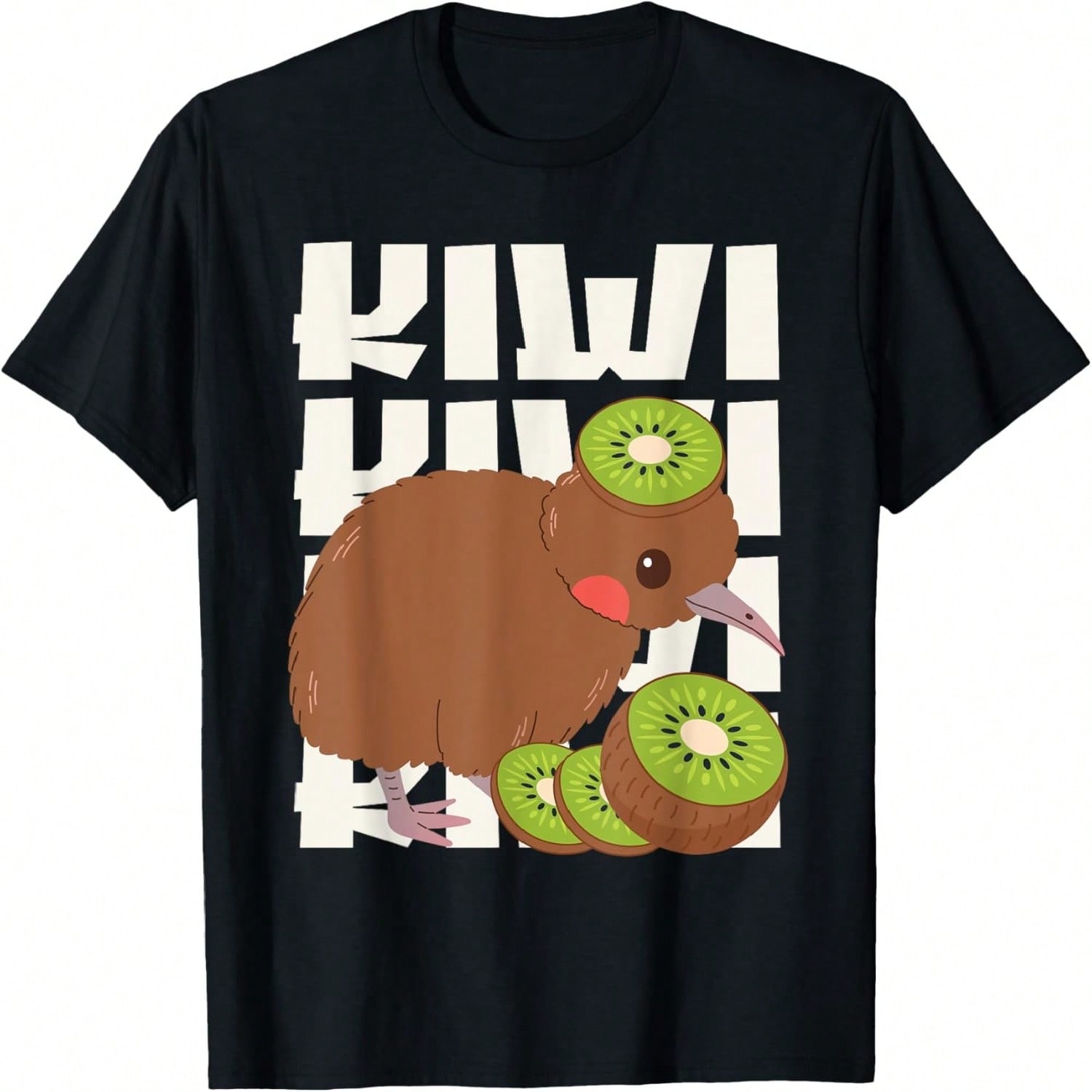 Kiwi Bird On Kiwi Bicycle Kawaii Kiwi T-Shirt S разноцветный