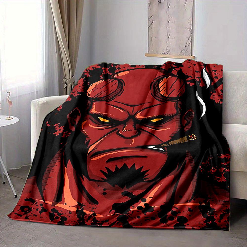 1pc Demon Blanket, Lightweight Flannel Throw Blanket For Sofa, Bed, Travel, Camping, Living Room, Office, Couch, Chair, And Bed