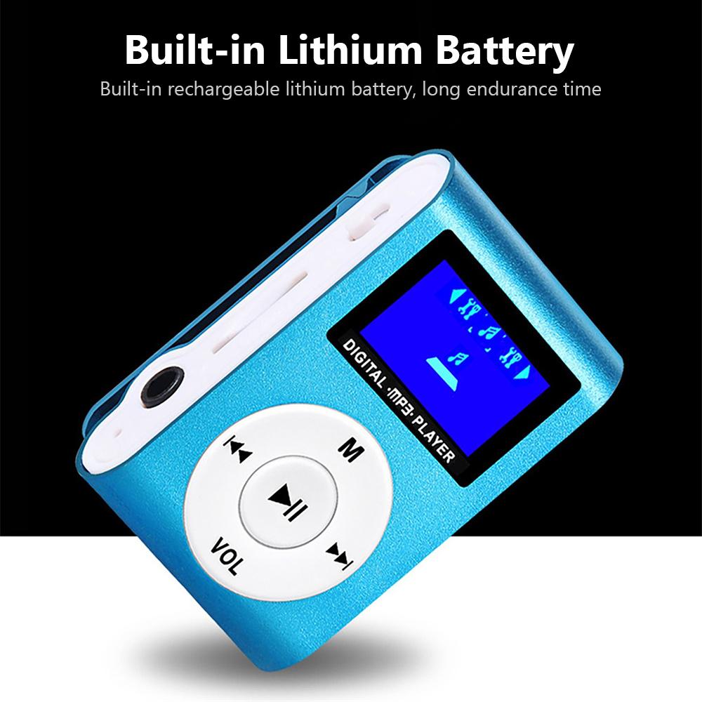 Mini Portable MP3 Music Player Metal Clip-on MP3 Player with LCD Screen Support TF Card Wide