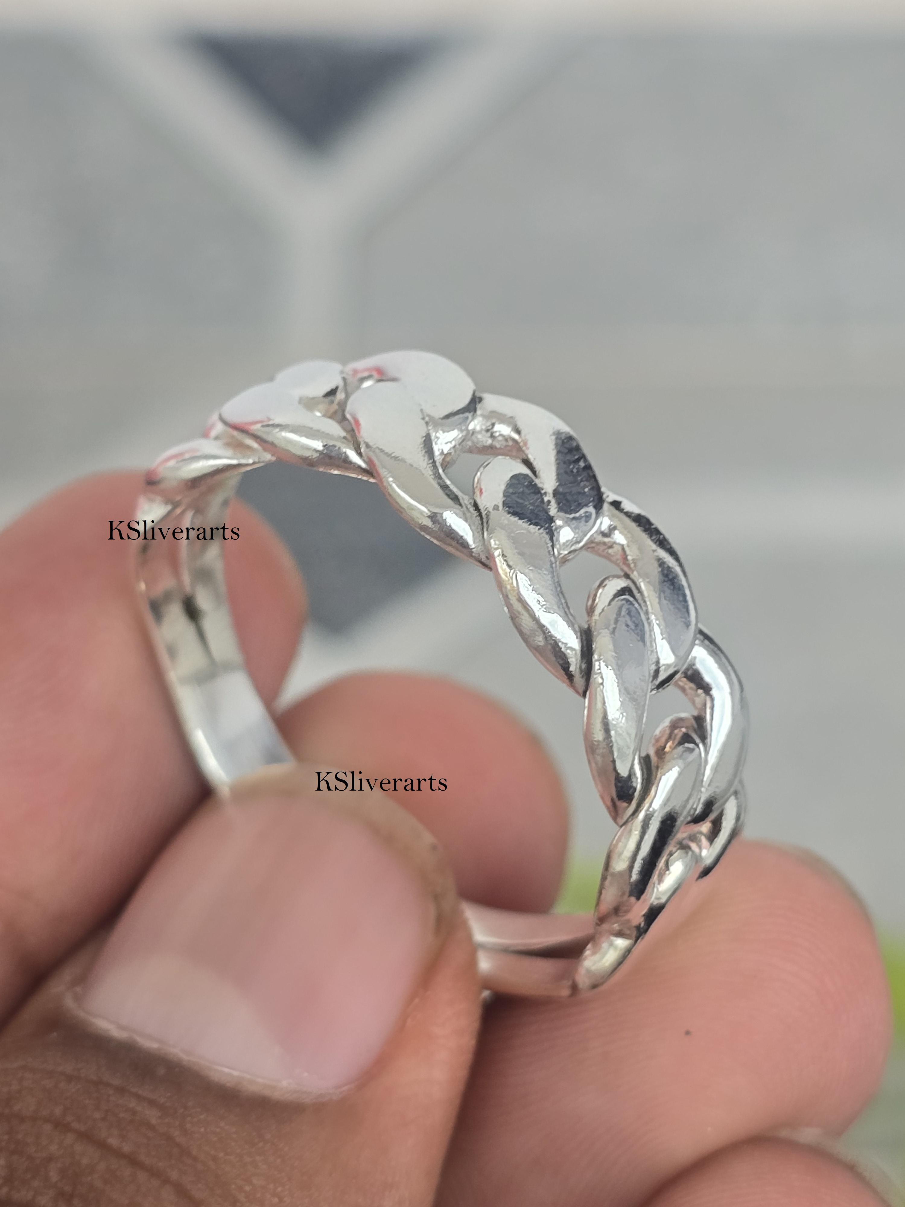 

Кільце Miami Cuban Link Широке кільце-сигара, Кільце зі стерлінгового срібла 925 проби Масивне кільце-спінер для медитації, Кільця для суглобів від тривоги, Подарунок для неї 14