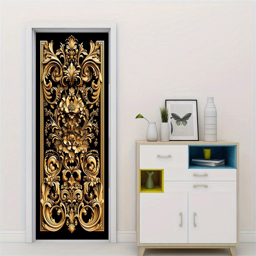 2 stuks Europese retro gouden decoratieve deur muurstickers zelfklevende entree gang achtergrond muurstickers woonkamer bedr