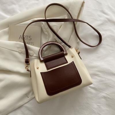 Strukturierte, kontrastfarbene, tragbare kleine Tasche für Damen, neue Frühlings-Casual-Mode-Umhängetasche
