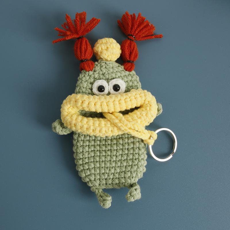 Funny Sausage Mouth Doll Series Crochet Bag Keychain For Car Keys Holder Knitting Doll Keyrings For Key Storage Custom Accessory
