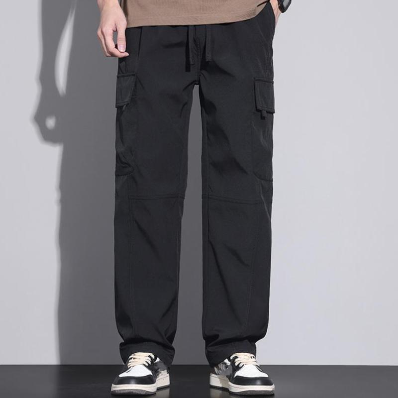 2024 Sommer-Cargohose für Herren, amerikanisches Retro-Design, mehrere Taschen, gerades Bein, einfarbig, Freizeithose, Übergröße, lockere Jogginghose, M-4XL