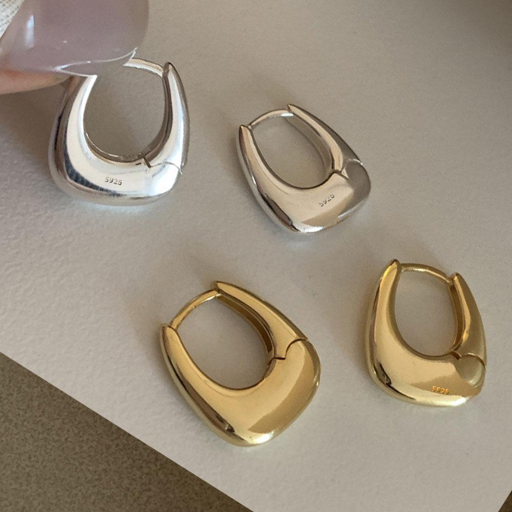 925 Silver Earrings For Women Trendy Simple Gold Bag Shape Earring Jewelry Prevent Allergy Party Christmas Accessories