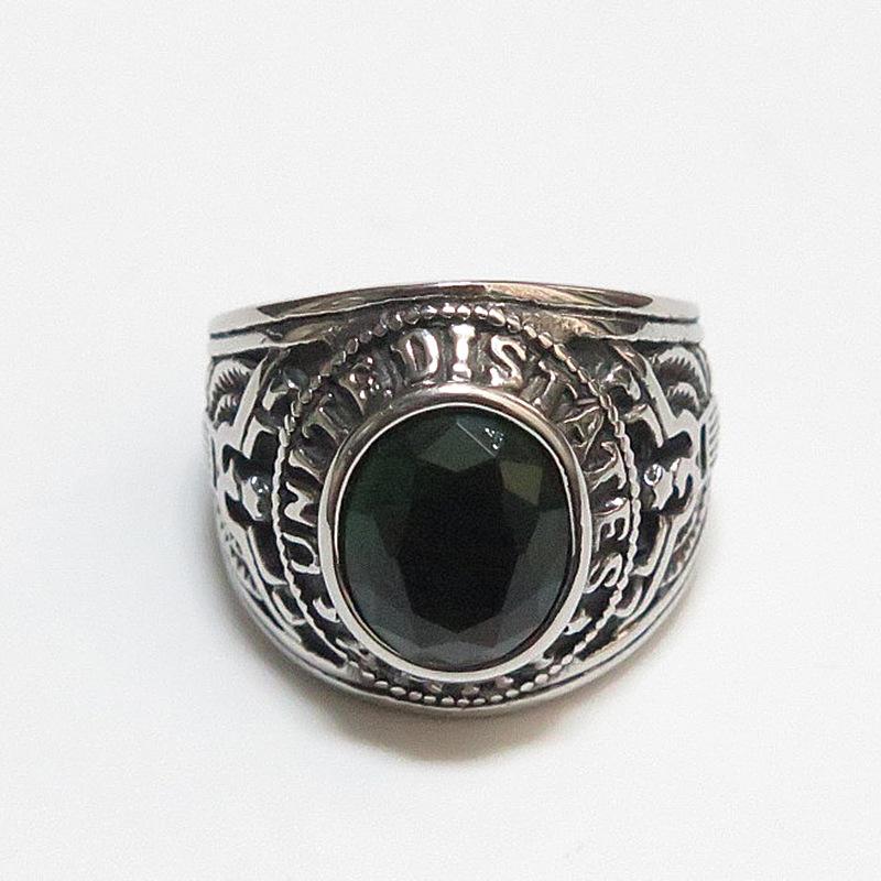 2026 European and American Gemstones Retro Ring Couple Index Finger Eagle Army Ring Retro Army Ring