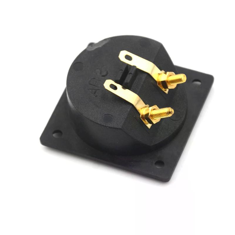 1pc Square Shape Double Binding Post Type Speaker Box Gold Terminal Cup Black